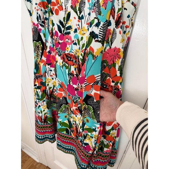 Maggy London Multicolor Floral Sleeveless A Line Fit Flare Dress Size 12 $175 - Picture 9 of 16